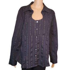 Gitano jacket vintage women's blazer Black pinstriped Size 22W